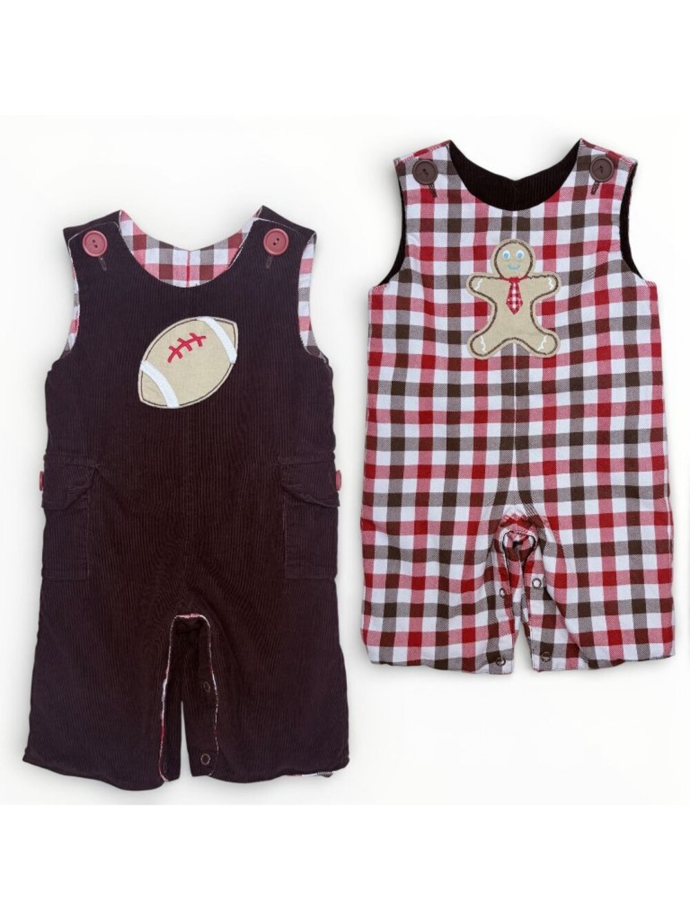 Baby Boys Reversible Football Christmas Holiday Longalls Romper Outfit 6m / 9m - Picture 1 of 8
